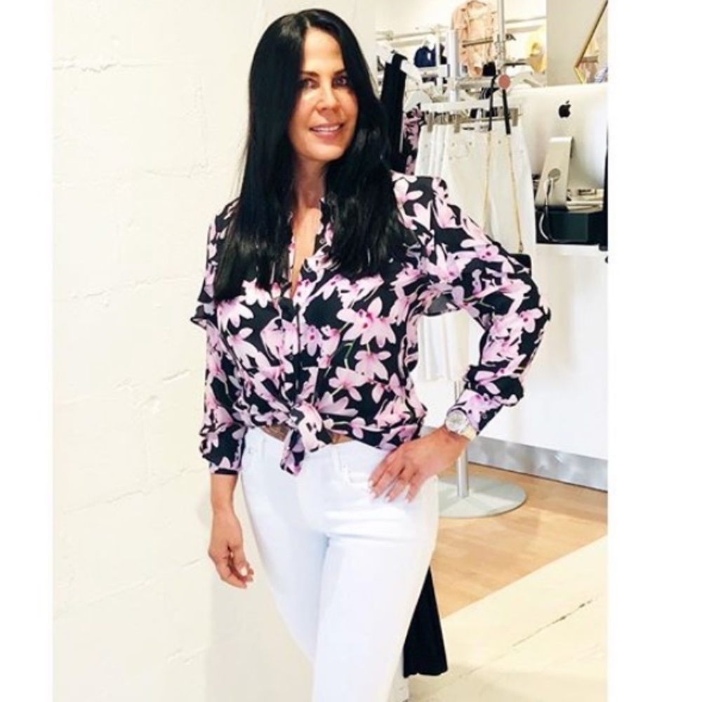 Nicole Miller floral silk buttondown